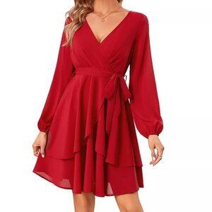 Women' Skater Dresses V Neck Short Sleeve